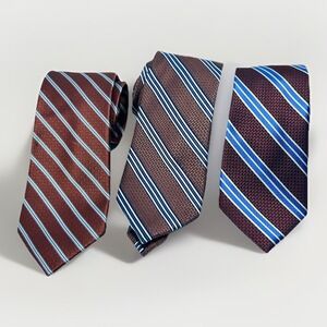 Jos A Bank Reserve Tie Lot Of 3 Stripes Silk Long Blue Orange Maroon Office